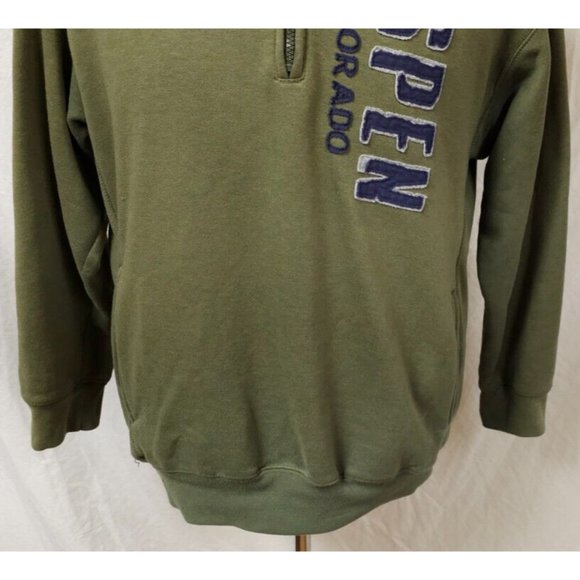 i5 apparel Large Green 1/4 zip Fleece Aspen Colorado Logo Sweatshirt Jacket - Picture 4 of 11